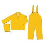 MCR Safety Flame Resistant Rain Suit, Jacket/Hood/Pants, 0.35 mm PVC/Poly, Yellow, 3X-Large View Product Image