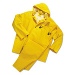 Anchor Products 3-pc Rainsuit, Jacket/Hood/Overalls, 0.35 mm, PVC Over Polyester, Yellow, Small View Product Image