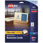 Avery True Print Clean Edge Business Cards, Inkjet, 2 x 3 1/2, Ivory, 200/Pack View Product Image