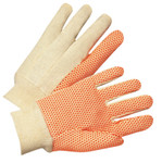 Anchor Products Premium Grade Canvas Dotted Gloves, 10 oz, Mens, White/Orange View Product Image