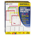 C-Line Reusable Dry Erase Pockets, 9 x 12, Assorted Neon Colors, 25/Box View Product Image