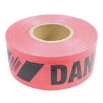 Presco Reinforced Barricade Tape, 3 in W x 500 ft L , Danger/Peligro, Red View Product Image