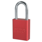 American Lock Solid Aluminum Padlocks, 1/4 in Diam., 1 1/2 in L x 3/4 in W, Red View Product Image
