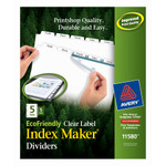 Avery Index Maker EcoFriendly Print and Apply Clear Label Dividers with White Tabs, 5-Tab, 11 x 8.5, White, 5 Sets View Product Image