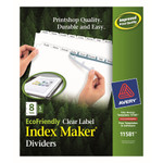 Avery Index Maker EcoFriendly Print and Apply Clear Label Dividers with White Tabs, 8-Tab, 11 x 8.5, White, 5 Sets View Product Image