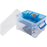 Advantus Super Stacker Divided Storage Box, 5 Sections, 7.5" x 10.13" x 6.5", Clear/Blue View Product Image