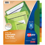 Avery Insertable Big Tab Plastic 2-Pocket Dividers, 8-Tab, 11.13 x 9.25, Assorted, 1 Set View Product Image