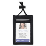 Advantus ID Badge Holder w/Convention Neck Pouch, Vertical, 2 3/4 x 3 1/2, Black, 12/Pack View Product Image