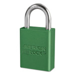 American Lock Solid Aluminum Padlocks, 1/4 in Diam., 1 in L X 3/4 in W, Green View Product Image