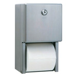 BOBRICK WASHROOM Stainless Steel Two-Roll Tissue Dispenser, 6 1/4w x 6d x 11h, Stainless Steel View Product Image