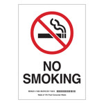 Brady No Smoking Signs, 7w x 10h, Black/Red on White, Polyester View Product Image