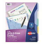 Avery Write and Erase Durable Plastic Dividers with Pocket, 3-Hold Punched, 5-Tab, 11.13 x 9.25, Assorted, 1 Set View Product Image