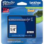 Brother P-Touch TZe Standard Adhesive Laminated Labeling Tape, 0.23" x 26.2 ft, Black on Clear View Product Image