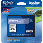 Brother P-Touch TZe Standard Adhesive Laminated Labeling Tape, 0.7" x 26.2 ft, White on Clear View Product Image