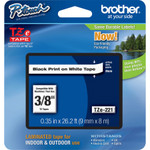 Brother P-Touch TZe Standard Adhesive Laminated Labeling Tape, 0.35" x 26.2 ft, Black on White View Product Image