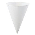 Konie Cups Paper Rolled Rim Cone Cups, 10  oz, White View Product Image