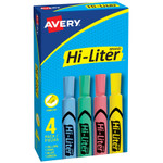 Avery HI-LITER Desk-Style Highlighters, Chisel Tip, Assorted Colors, 4/Set AVE17752 View Product Image