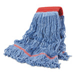 Boardwalk Cotton Mop Heads, Cotton/Synthetic, Large, Looped End, Wideband, Blue, 12/CT View Product Image