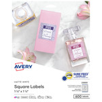 Avery Square Labels with Sure Feed and TrueBlock, 1 1/2 x 1 1/2, White, 600/Pack View Product Image