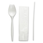 Boardwalk School Cutlery Kit, Napkin/Spork/Straw, White, 1000/Carton View Product Image