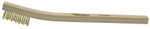 Weiler Small Hand Scratch Brush, 7-1/2 in, 3 X 7 Rows, Brass Wire, Curved Wood Handle View Product Image