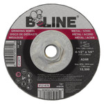 B-Line Depressed Center Grinding Wheel, 4-1/2 in Diameter, 1/4 in Thick, 5/8 in-11 Arbor, 24 Grit View Product Image