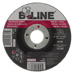 B-Line Depressed Ctr Grinding Wheel, 4-1/2 in dia, 1/4 in Thick, 7/8 in Arbor, 24 Grit View Product Image