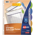 Avery Insertable Style Edge Tab Plastic 1-Pocket Dividers, 5-Tab, 11.25 x 9.25, Translucent View Product Image