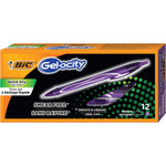 BIC Gel-ocity Quick Dry Gel Pen, Retractable, Medium 0.7 mm, Purple Ink, Purple Barrel, Dozen View Product Image