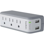 Belkin SurgePlus USB Swivel Charger, 3 Outlets/2 USB Ports, 918 Joules, White View Product Image