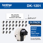 Brother Die-Cut Address Labels, 1.1 x 3.5, White, 400/Roll, 24 Rolls/Pack View Product Image