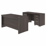 Bush Business Furniture Studio C 60W x 36D Bow Front Desk and Credenza with Mobile File Cabinets View Product Image