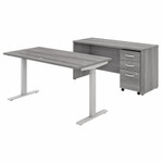 Bush Business Furniture Studio C 60w Height Adjustable Standing Desk With Credenza And File Cabinet View Product Image