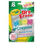 Crayola Washable Dry Erase Crayons w/E-Z Erase Cloth, Assorted Neon Colors, 8/Pack View Product Image