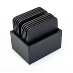 Dacasso Black Leatherette 10 Square Coaster Set with Holder View Product Image