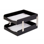 Dacasso Black Crocodile Embossed Leather Double Letter Trays View Product Image