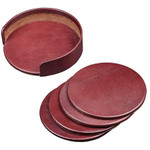 Dacasso Leather Coasters - Set of 4 with Holder View Product Image