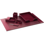 Dacasso Burgundy Bonded Leather 6-Piece Desk Set View Product Image