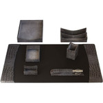 Protacini Castlerock Gray Italian Patent Leather 7-Piece Desk Set View Product Image