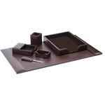 Dacasso Econo-Line Brown Leather 6-Piece Desk Pad Kit View Product Image
