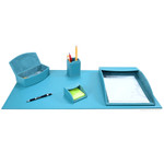 Dacasso Home/Office Leather 5Pc Desk Accessory Set - Teal View Product Image