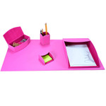 Dacasso Home/Office Leather 5Pc Desk Accessory Set - Pink View Product Image