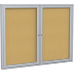 Ghent 2 Door Enclosed Natural Cork Bulletin Board with Satin Frame View Product Image