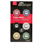 Chartpak Deco Bright Decorative Tape, 0.13" x 27 ft, Assorted Colors, 6/Box View Product Image