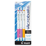 Pilot Acroball PureWhite Advanced Ink Retractable Ballpoint Pen, Fine 0.7 mm, Black Ink, Assorted Barrel Colors, 3/Pack View Product Image