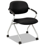 HON HVL303 Nesting Arm Chair, Black Seat/Black Back, Platinum Base View Product Image