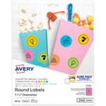 Avery Printable Color Labels with Sure Feed and Easy Peel, 1.66" dia., Assorted Colors, 24/Sheet, 10 Sheets/Pack View Product Image
