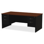 Lorell Walnut Laminate Commercial Steel Desk Series Pedestal Desk - 2-Drawer View Product Image