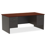 Lorell Mahogany Laminate/Charcoal Modular Desk Series Pedestal Desk - 2-Drawer View Product Image