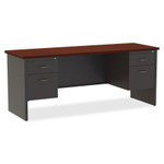 Lorell Mahogany Laminate/Charcoal Steel Double-pedestal Credenza - 2-Drawer View Product Image